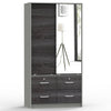 Better Home Products W44-M-GRY Sarah Double Sliding Door Armoire With Mirror In Gray