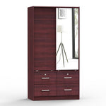 Better Home Products W44-M-MAH Sarah Double Sliding Door Armoire With Mirror In Mahogany
