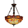 Empress, Tiffany-Style 2 Light Dragonfly Inverted Ceiling Pendant Fixture 18`` Shade