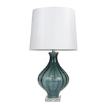 Benzara Glass Table Lamp with Translucent Onion Design Base, Blue