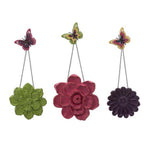 Benzara Polyresin Wall Flower with Metal Chain, Set of 3, Multicolor
