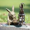 SPI Home 33778 Aluminum & Glass Book Lover Rabbit Garden Lantern - Garden Decor