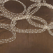 Benzara 18 x 18 Inch Poly Silk Beaded Cotton Pillow, Set of 2, Brown and Silver