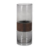 Sagebrook Home 18555-01 Glass, 10" Cylinder Vase with Wood Band, Clear