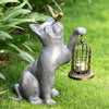 Cat and Bird Garden Lantern – Whimsical Decorative Outdoor Accent