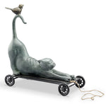 SPI Home 34896 Stretching Cat and Bird Pull Along  Garden Statue