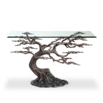 SPI Home Cypress Tree Glass Top Console Table 