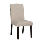 Benzara Fabric Upholstered Dining Chair with Curved Back, Set of 2, Beige and Brown