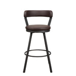 Benzara Leatherette Pub Chair with Curved Design Open Backrest, Set of 2, Brown