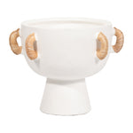 Sagebrook Home 18045-02 Terracotta, 11" Eared Bowl On Stand Vase, White