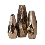 IMAX Worldwide Home Metallic Bronze Geometric Vases - Set of 3