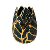 Sagebrook Home 13036-11 Ceramic 8" Leaf Vase, Forest Green/Gold
