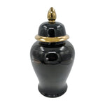 Sagebrook Home 18477-01 Ceramic, 24" Temple Jar, Black/Gold