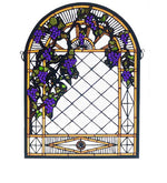 Meyda Lighting 38656 16"W X 22"H Grape Diamond Trellis Stained Glass Window Panel