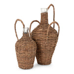 IMAX Worldwide Home Abella Rattan Wrapped Decorative Glass Bottles - Set of 2