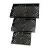 Sagebrook Home 17807 Resin, Set of 3 13/18/24", Brss Inlay Rectangle Tray, Black