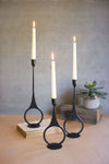 Classic Cast Iron Candle Holders with Ring Detail – Set of 3 by Kalalou