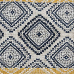 Benzara BM228925 Fabric Throw Pillow with Embroidered Diamond Pattern, Yellow and Blue