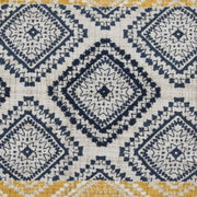 Benzara BM228925 Fabric Throw Pillow with Embroidered Diamond Pattern, Yellow and Blue