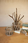 Kalalou CLAN1000  Set of Two Wicker Wrapped Glass Vases