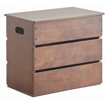 Benzara Plank Style Wooden Storage Box with Cut Out Handles, Dark Brown