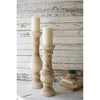 Kalalou CFAN1002 Hand Carved Wooden Candle Stands Set of 2