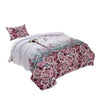Benzara Two Piece Twin Size Fabric Quilt Set with Floral Prints, Multicolor