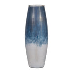 Sagebrook Home 15202-06 Glass, 24" Vase W/Metal Rim, Blue/White Ombre