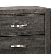 Benzara 2 Drawer Nightstand with Grain Details and Tapered Legs,Dark Gray and Black