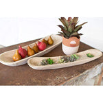 Kalalou CMH1025 Set Of Two Hand Carved Oval Wooden Bowls