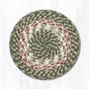 Earth Rugs C-09 Green/Burgundy Round Trivet 8``x8``