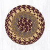 Earth Rugs C-341 Burgundy/Gray/Mustard Round Coaster 4``x4``