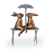 SPI Home Romantic Rabbit Pair on Bench Outdoor Sculpture