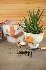 Kalalou CPH3428 Set Of Two Ceramic Pots With Abstract Faces