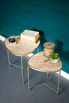Kalalou CHW1207 Set of two Nesting Wooden and Metal Tables with Gold Finish