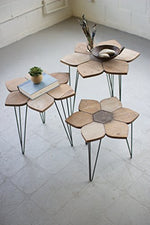 Kalalou CHW1010 Flower Side Tables with Wooden Tops