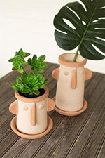 Kalalou H3931 Set of Two Clay Face Planters Candle Holders