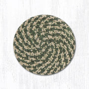 Earth Rugs C-09 Green/Burgundy Round Coaster 4``x4``