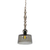 Benzara Metal Pendant Lamp with Frosted Glass Shade, Gray and Silver