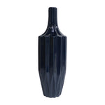 Sagebrook Home 18630-04 Ceramic, 16" Fluted Vase, Navy
