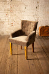 Kalalou NKHU1061 Velvet Arm Chair With Mango Wood Legs - Cobblestone