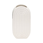 Sagebrook Home 17994-01 Ceramic, 9" Oval Ridged Vase, White
