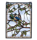 Meyda Lighting 47966 14"W X 20"H Lovebirds Stained Glass Window Panel