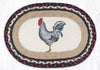 Earth Rugs PM-OP-602 Black & White Rooster Oval Placemat 13``x19``