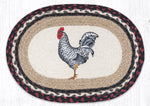 Earth Rugs PM-OP-602 Black & White Rooster Oval Placemat 13``x19``
