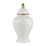 Sagebrook Home 17899-03 Ceramic, 20" Rope Temple Jar, White/Gold