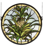 Meyda Lighting 48550 16"W X 16"H Welcome Pineapple Stained Glass Window Panel