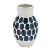 Sagebrook Home 17938-02 Ceramic, 10" Navy Polk-A-Dot Flower Vase, White