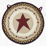 Earth Rugs CH-19 Primitive Star Burgundy Round Chair Pad 15.5``x15.5``