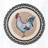 Earth Rugs CH-430 Black & White Rooster Round Chair Pad 15.5``x15.5``